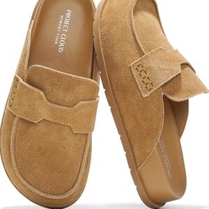 Project Cloud Tan Suede Mules for Women